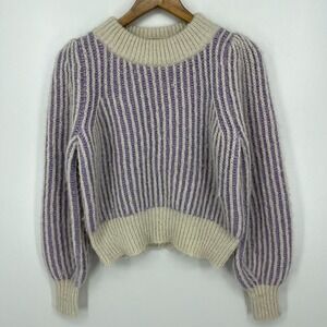 Vero Moda Knit Sweater Women's Size S Purple Striped Polyester Blend Pullover